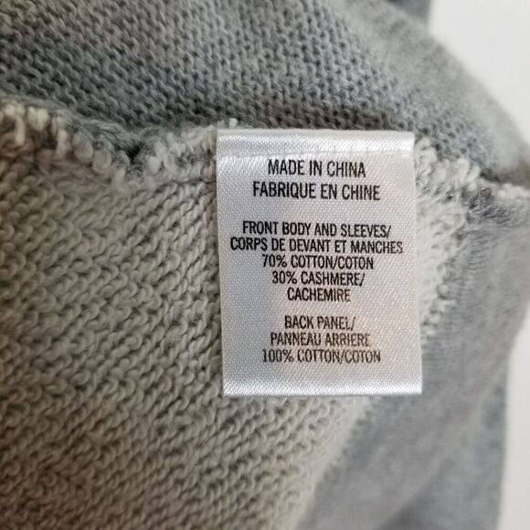 Theory Women Open Front Hooded Cardigan Sweater Size S Gray Cotton Cashmere - Picture 6 of 6